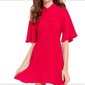 Free People Be My Baby Red Ruched Mini Dress Womens Size 2 NWT